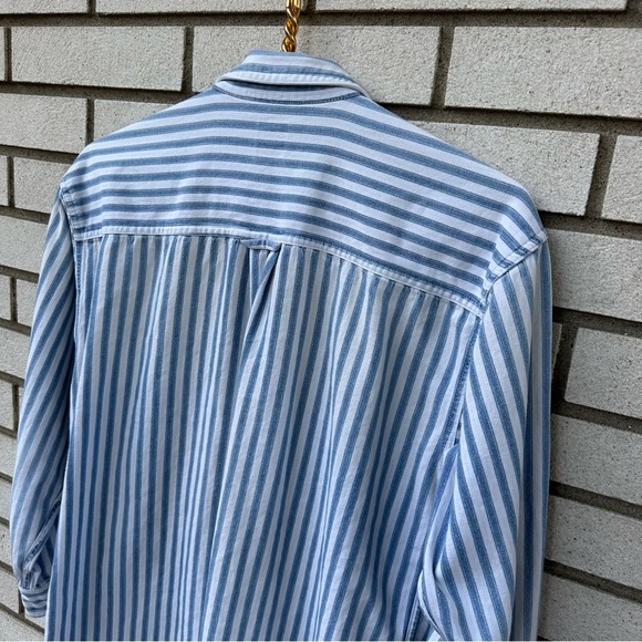 Vintage GAP Blue White Stripe Cotton Button Down Shirt Point Collar 90s XXL - Picture 7 of 8
